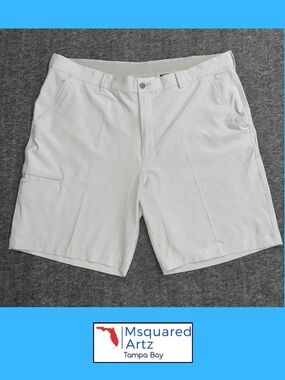 Greg Norman Men's Size 40 Golf Shorts Light Gray Performance Stretch Lightweight